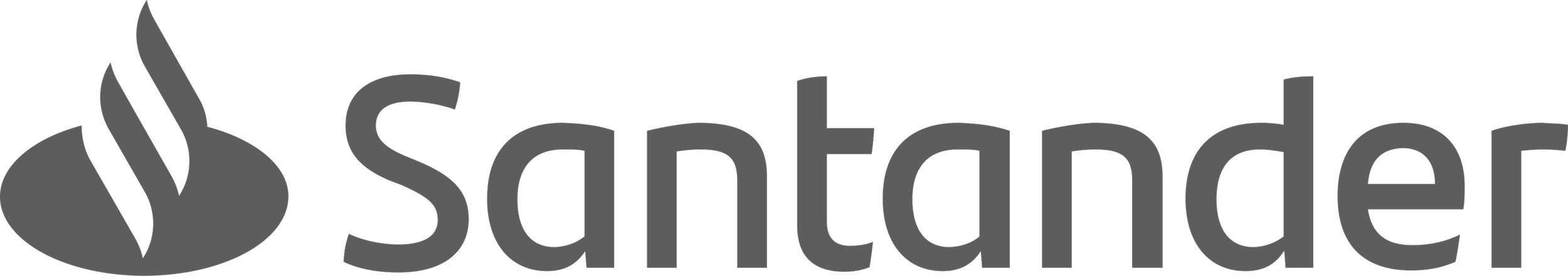 Black and gray logo of a leaf with the word 'santander' next to it.