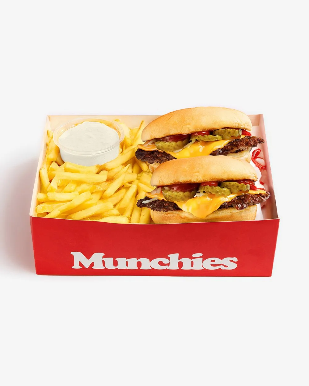 Munch Box mit Cheeseburger, Fries und Dip – Munchies Berlin.