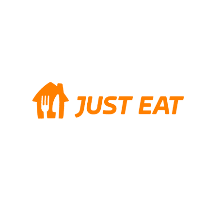 Just Eat logo with orange house and utensils