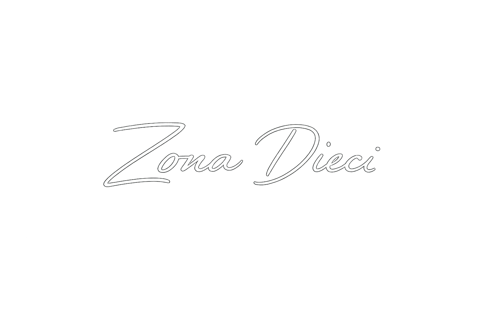 Image of a black background with the name 'Zona Dieci' written in cursive white font in the center.