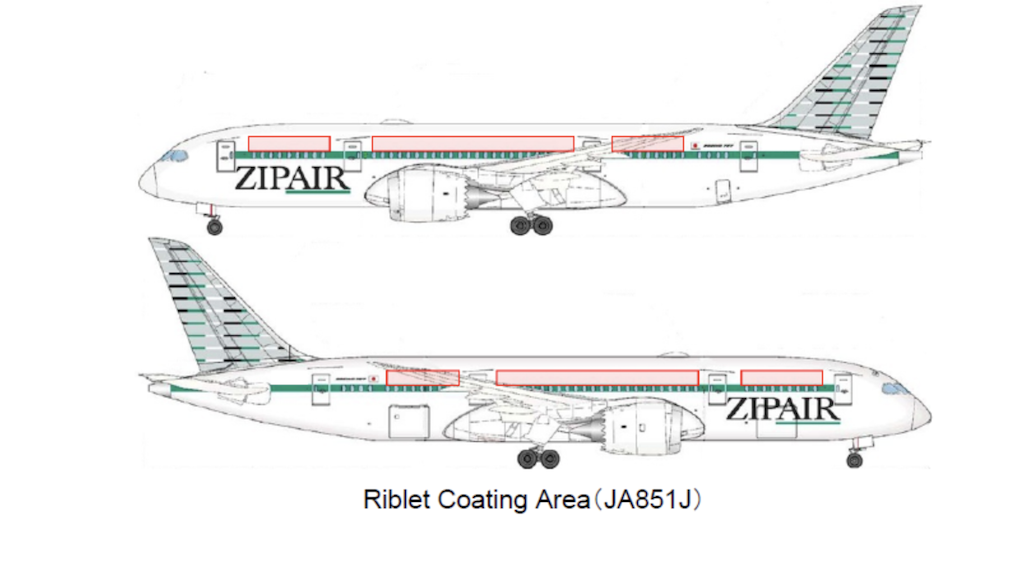 Shark skin inspired surface coating reduces drag on in service Japanese long-haul plane