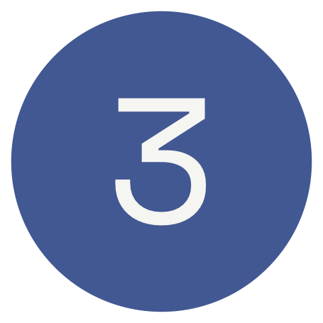 Blue circle with white number three