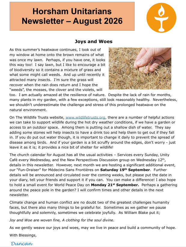 August 2026 Newsletter