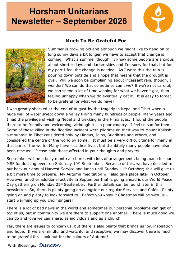 September 2026 Newsletter