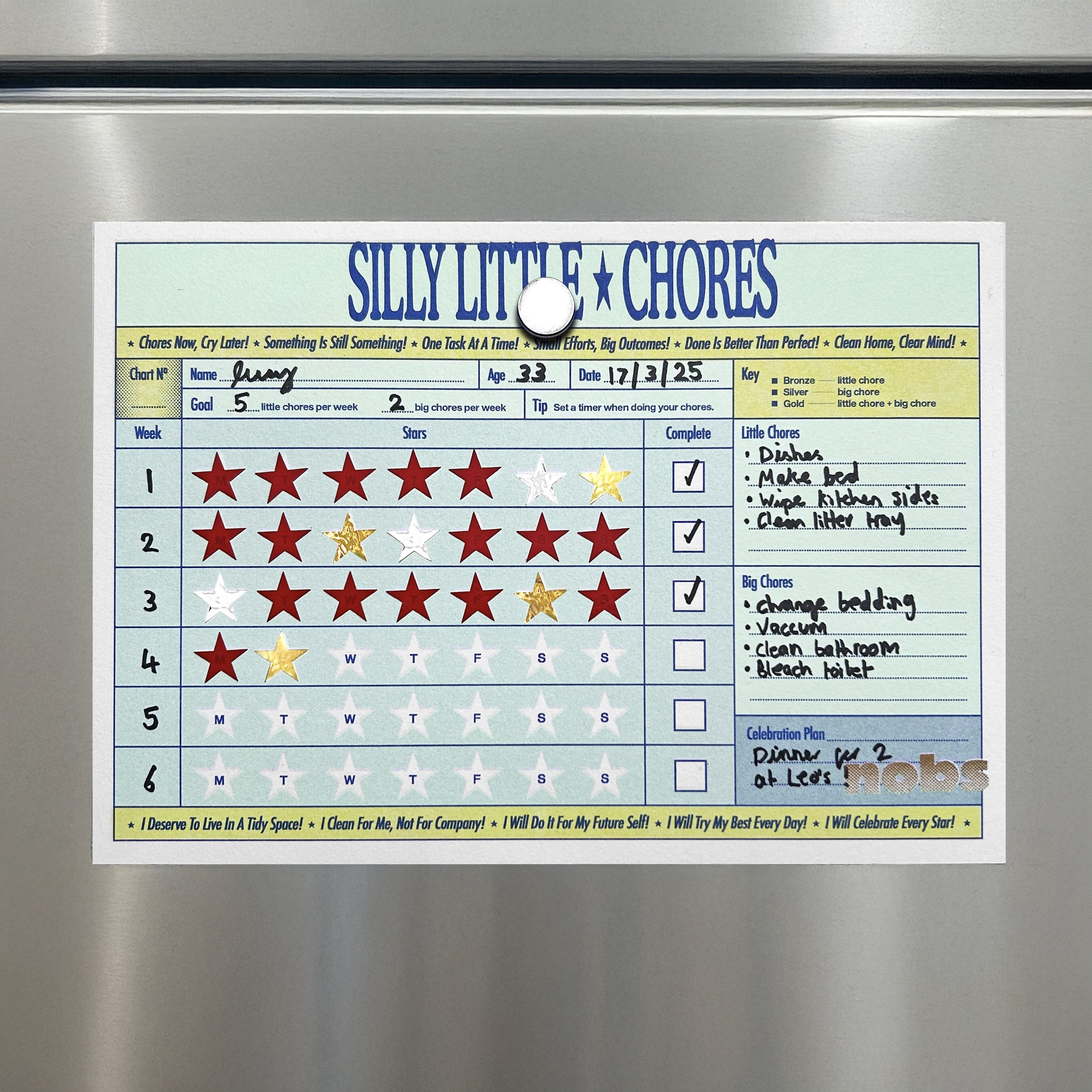 Silly Little Chores 6 Week Star Chart