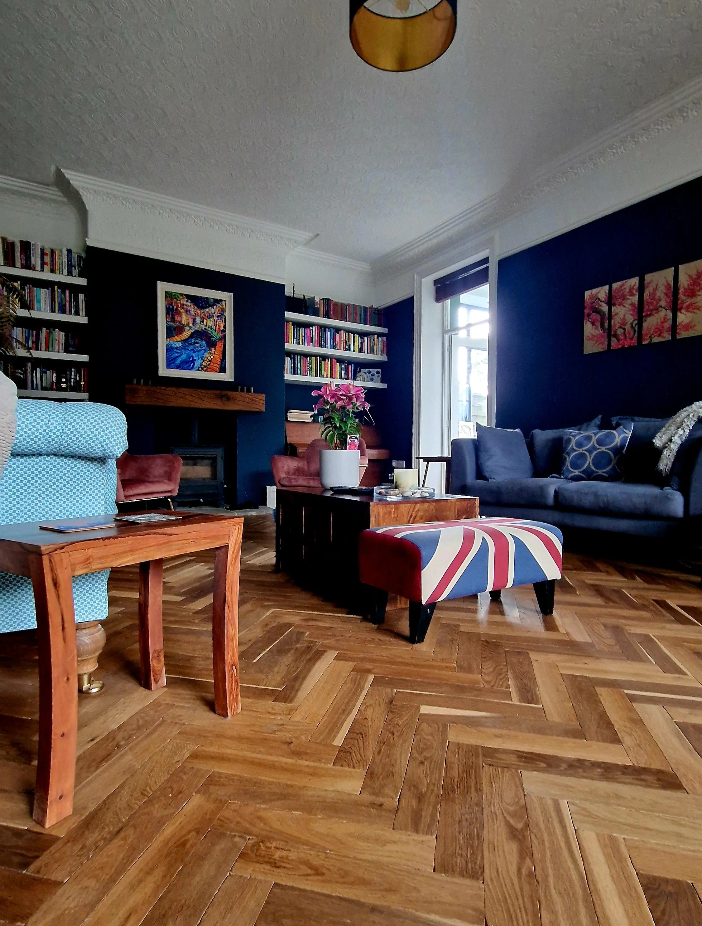dark smoked parquet in a lounge