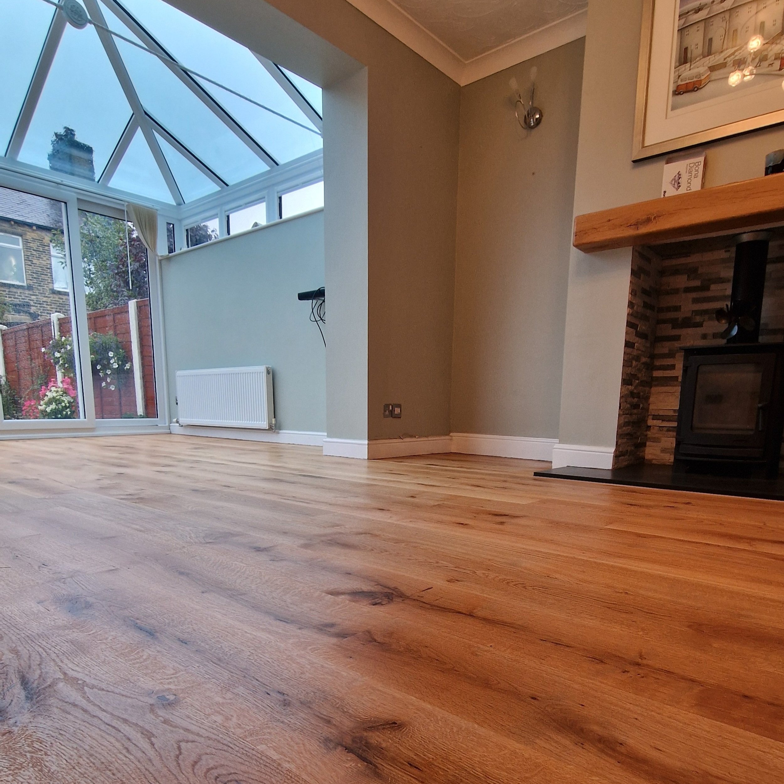 Light flooring installed in a sun room