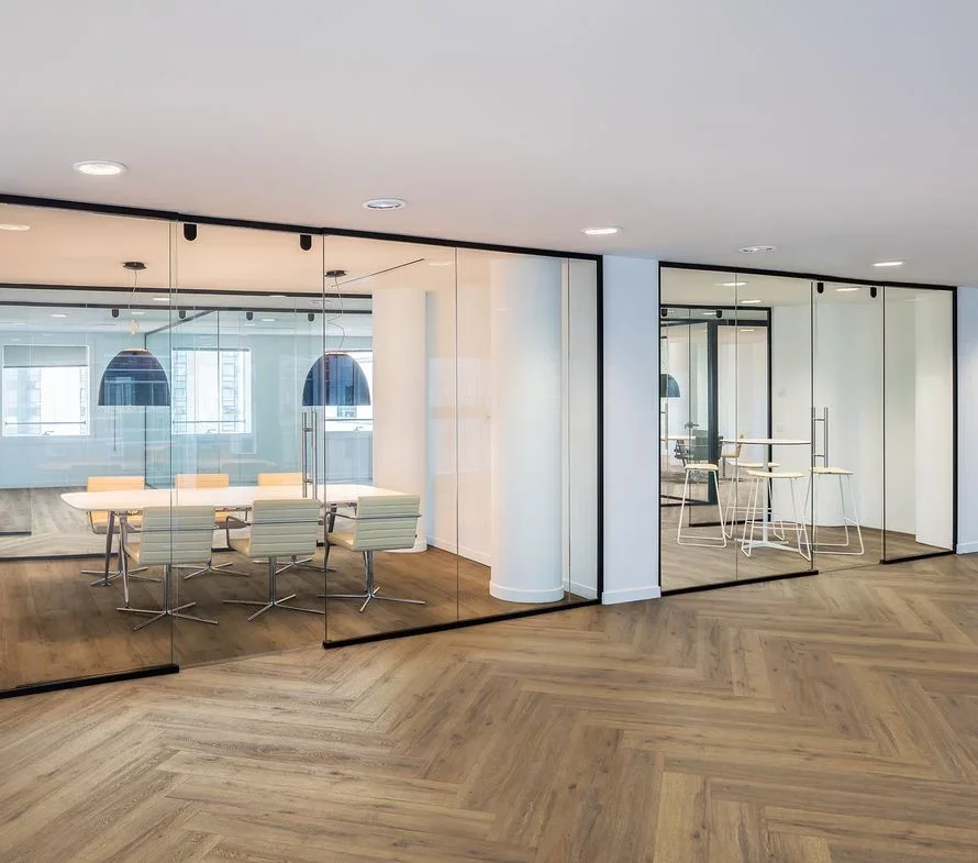 Herringbone LVT installed in a work environment 