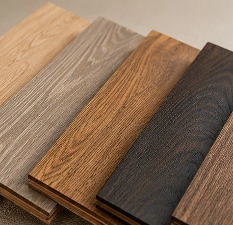 wooden sample swatch showing different stains