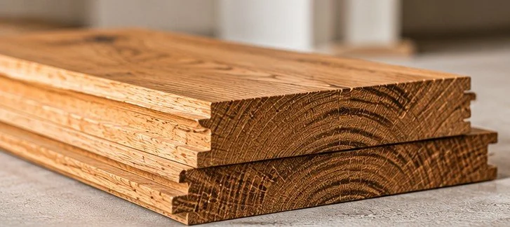 Solid oak flooring - side view