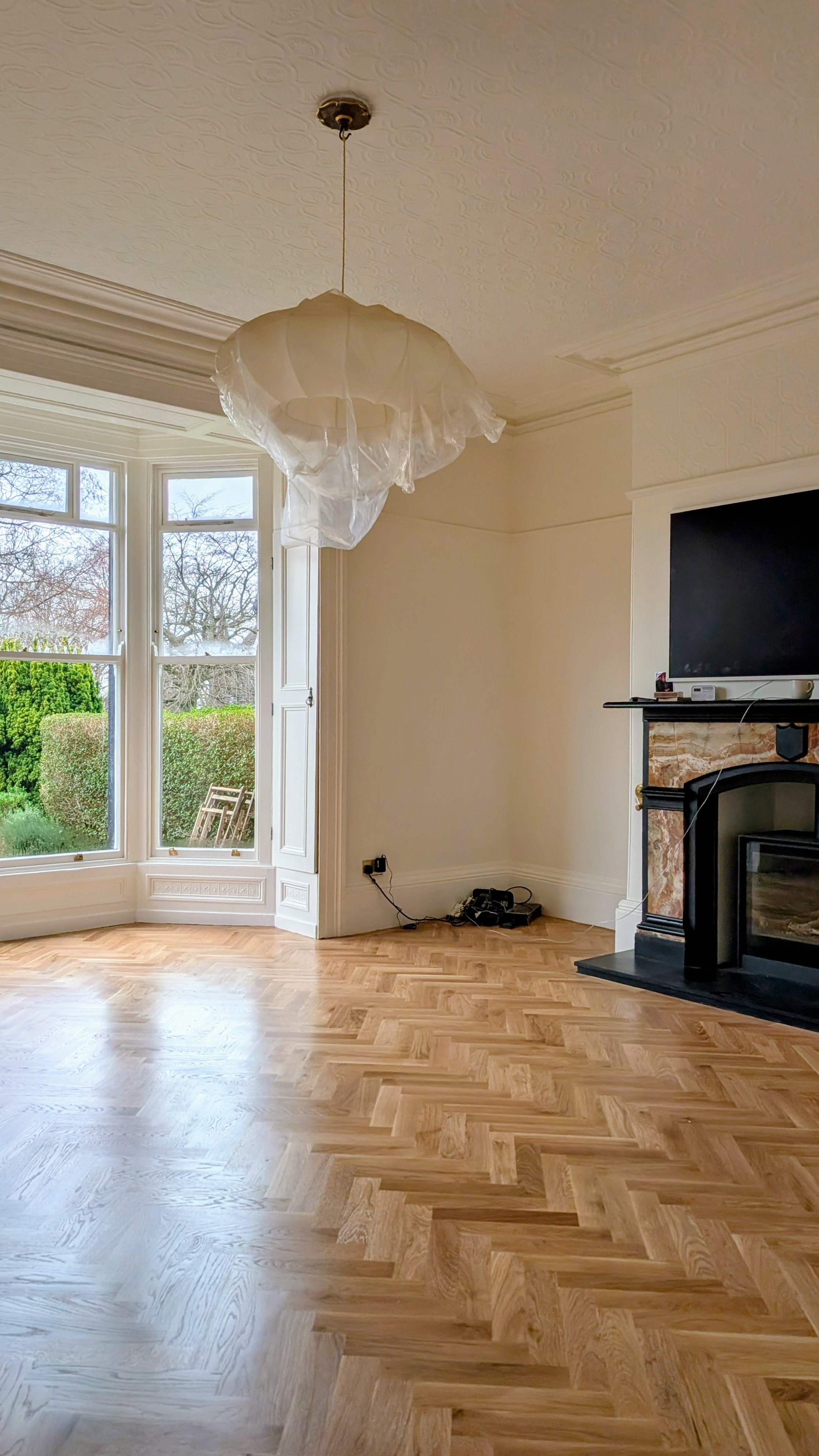 Solid parquet installed in victorian style home