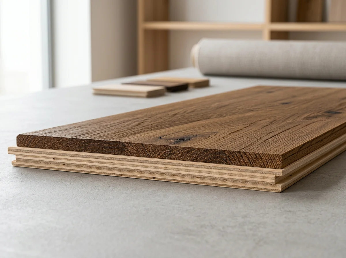 Engineered wood flooring - side view