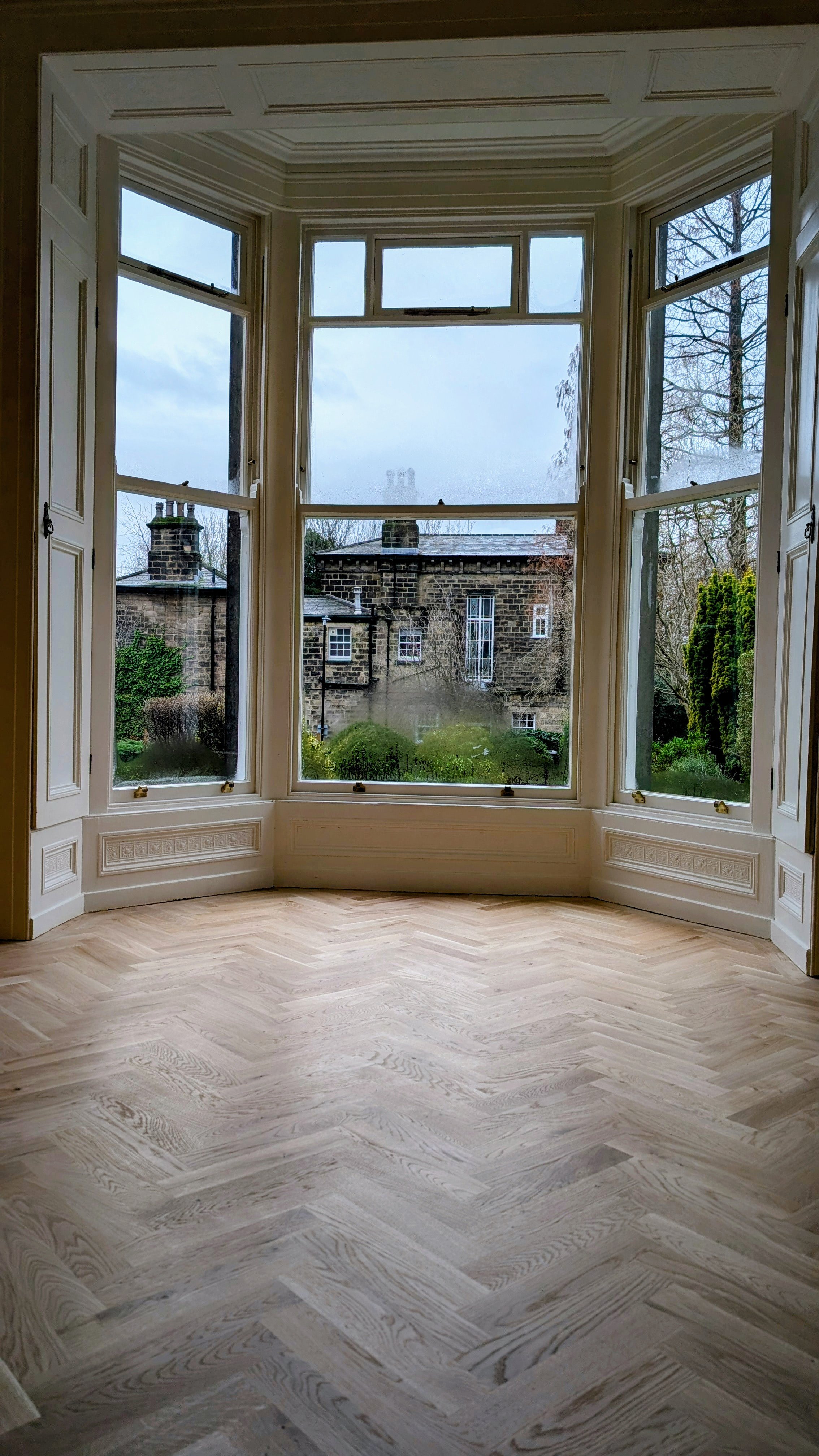Unfinished parquet installed in a Victorian home