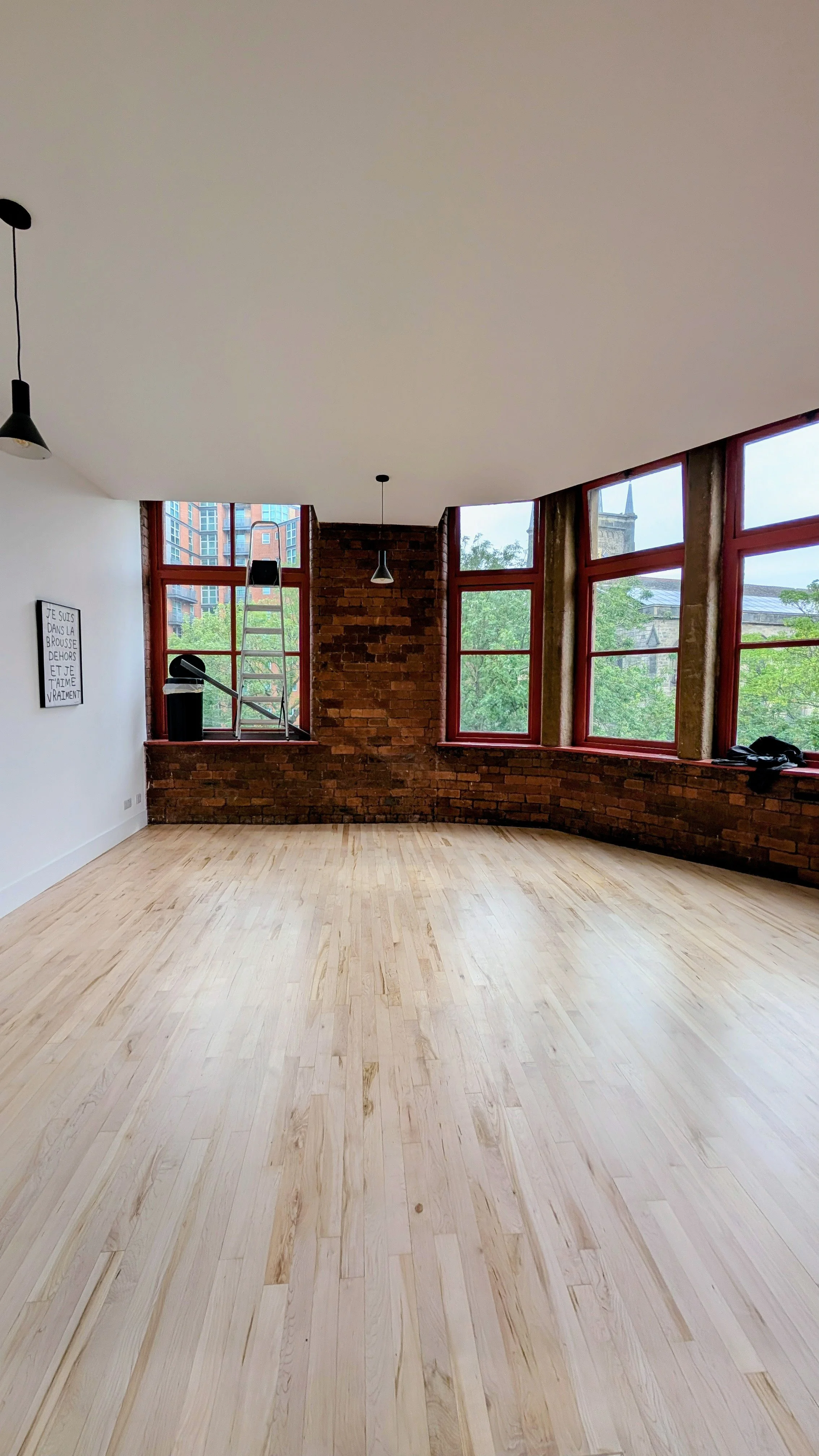 Solid maple wood in a studio apartment 