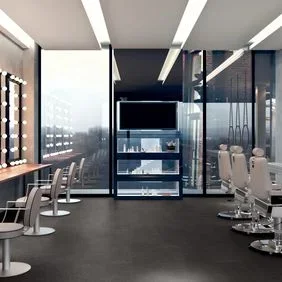 LVT stone effect installed in a premium hairdresser shop 