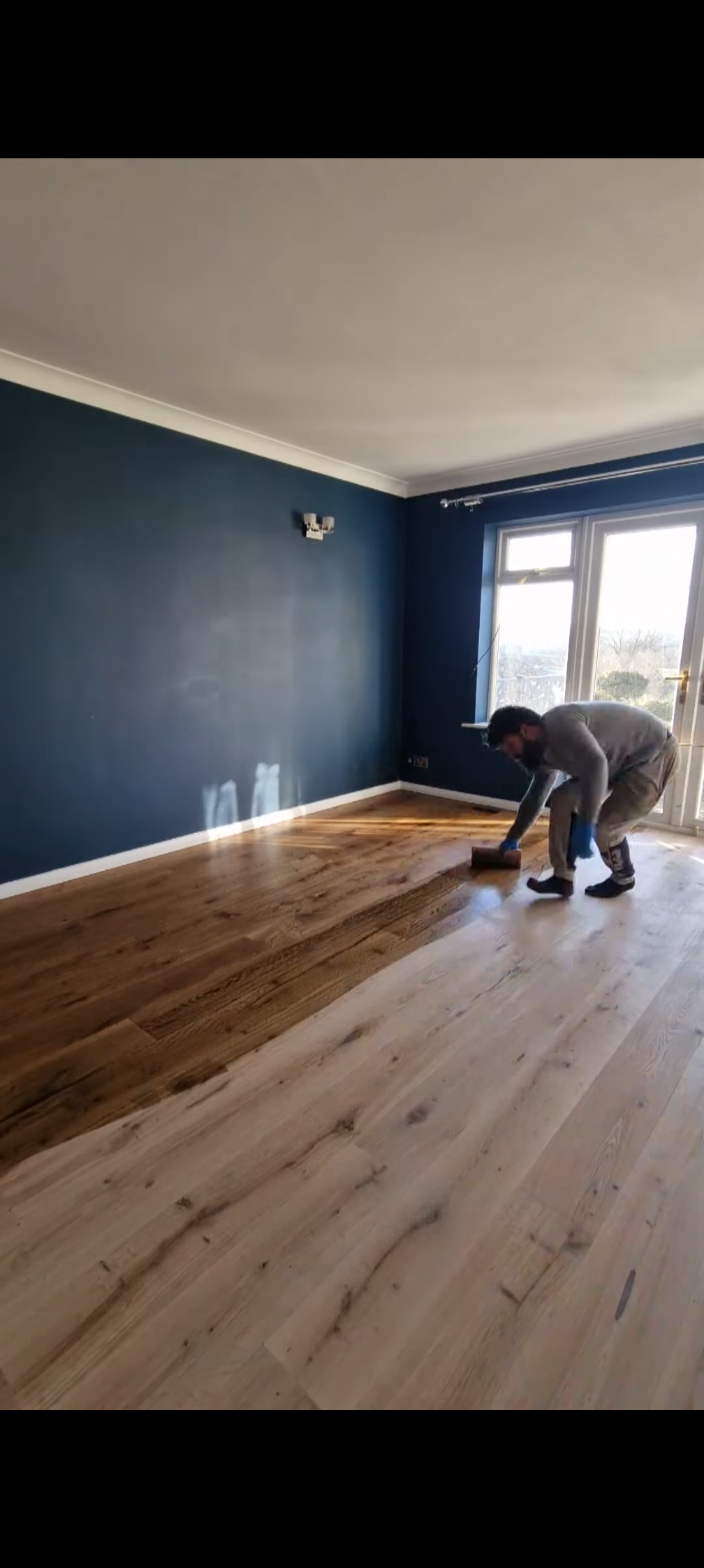 Unfinished plank being sealed
