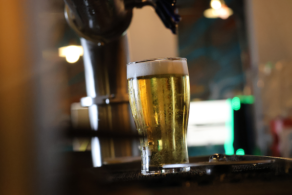 Freshly poured beer in a glass