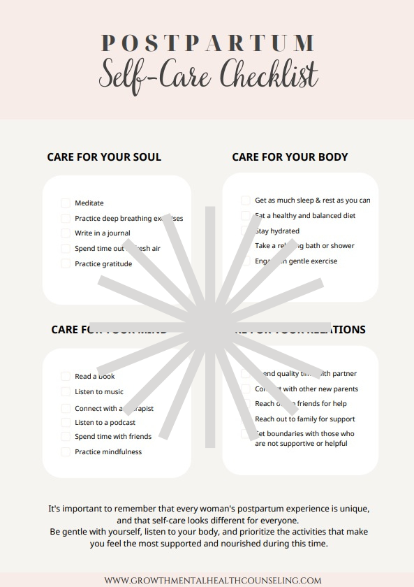 Postpartum Self-Care Checklist