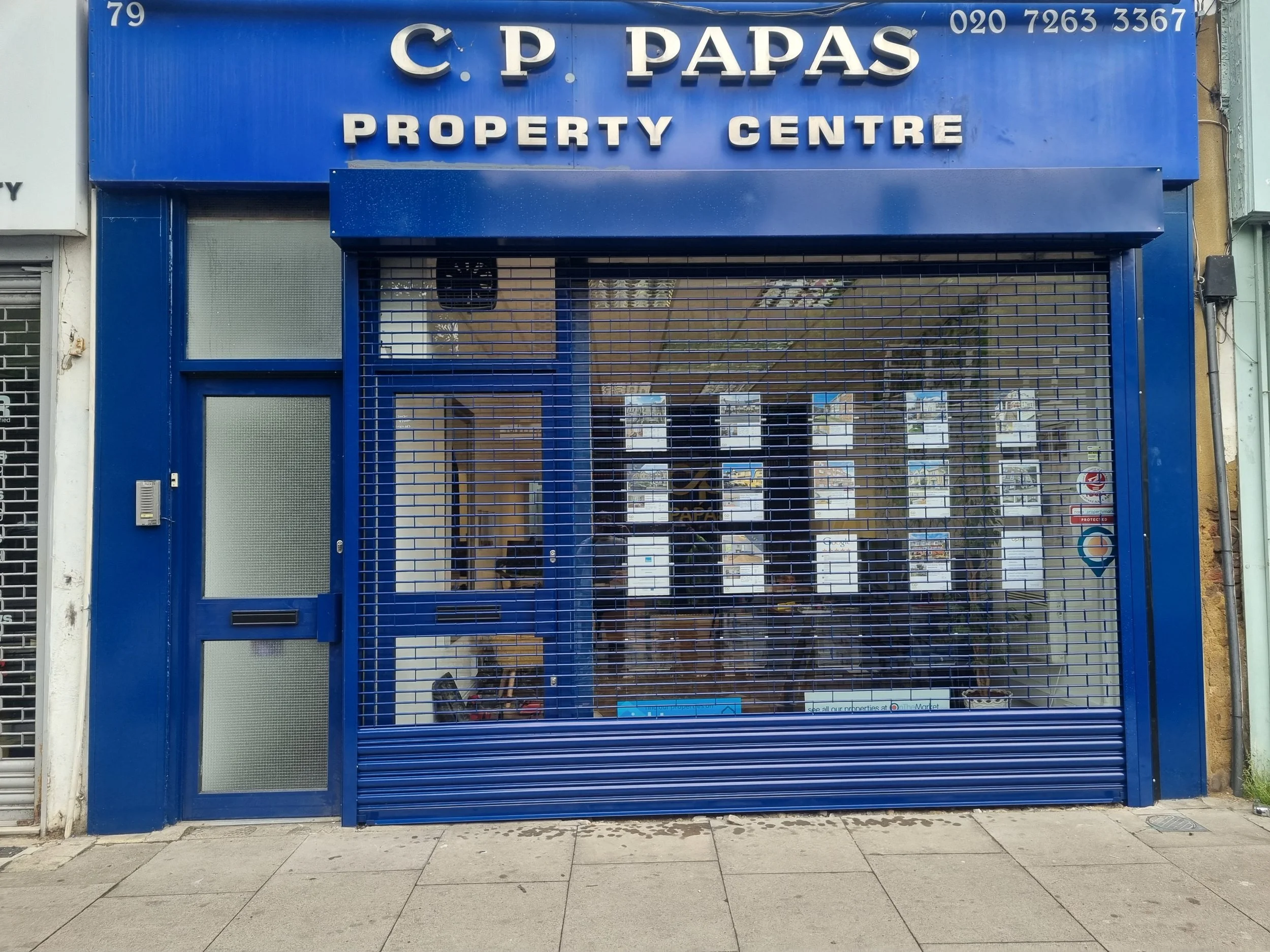 Commercial Aluminium Shopfront Door & Remote Control Shutters Installed in North London