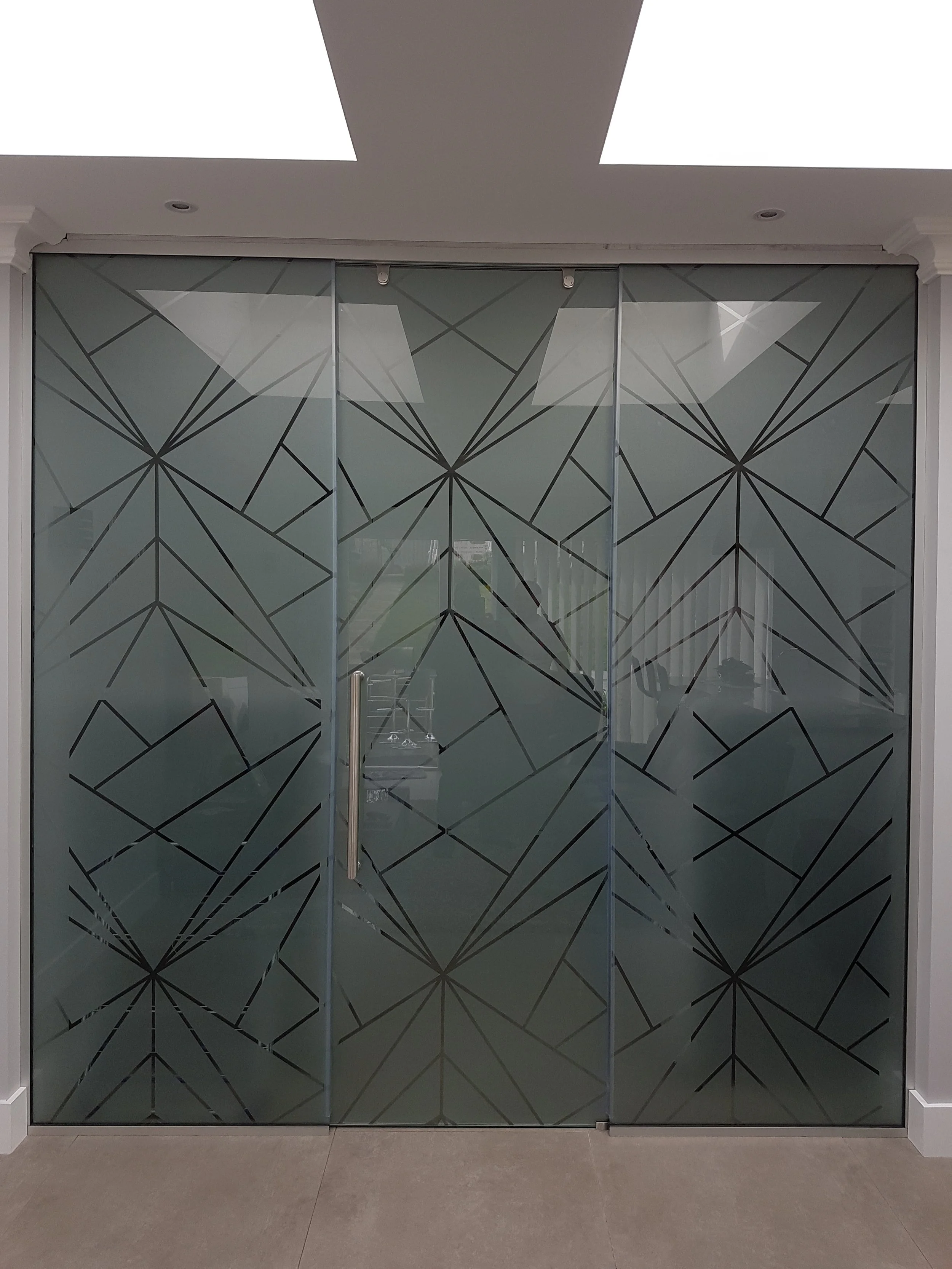 Office Style Glass Partition with Frosted Design in Palmers Green, North London