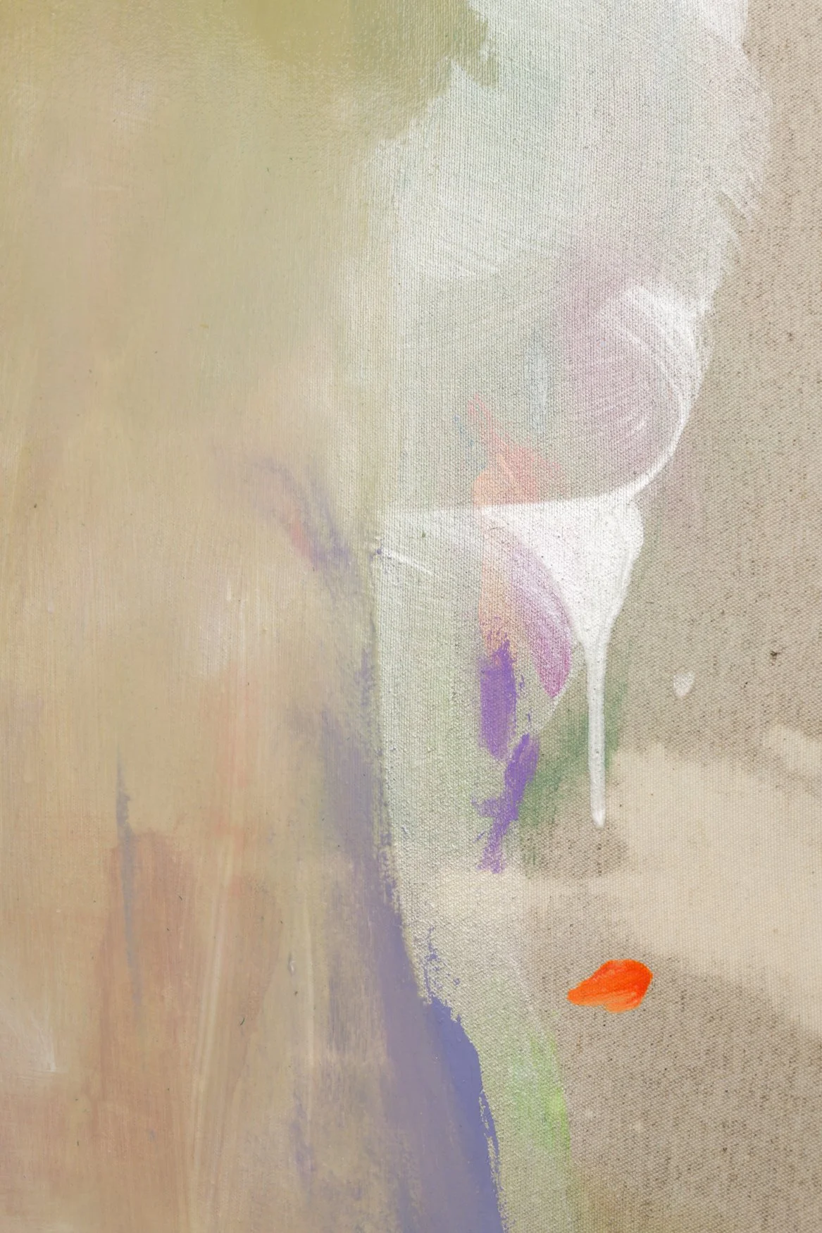 220 clear linen, 2024, Préparation polymérique, peinture acrylique, peinture vinylique, colorant, pigment, mica et résine sur toile de lin, Polymeric preparation, acrylic paint, vinylic paint, dye, pigment, mica and resin on linen fabric, 220 x 150 x