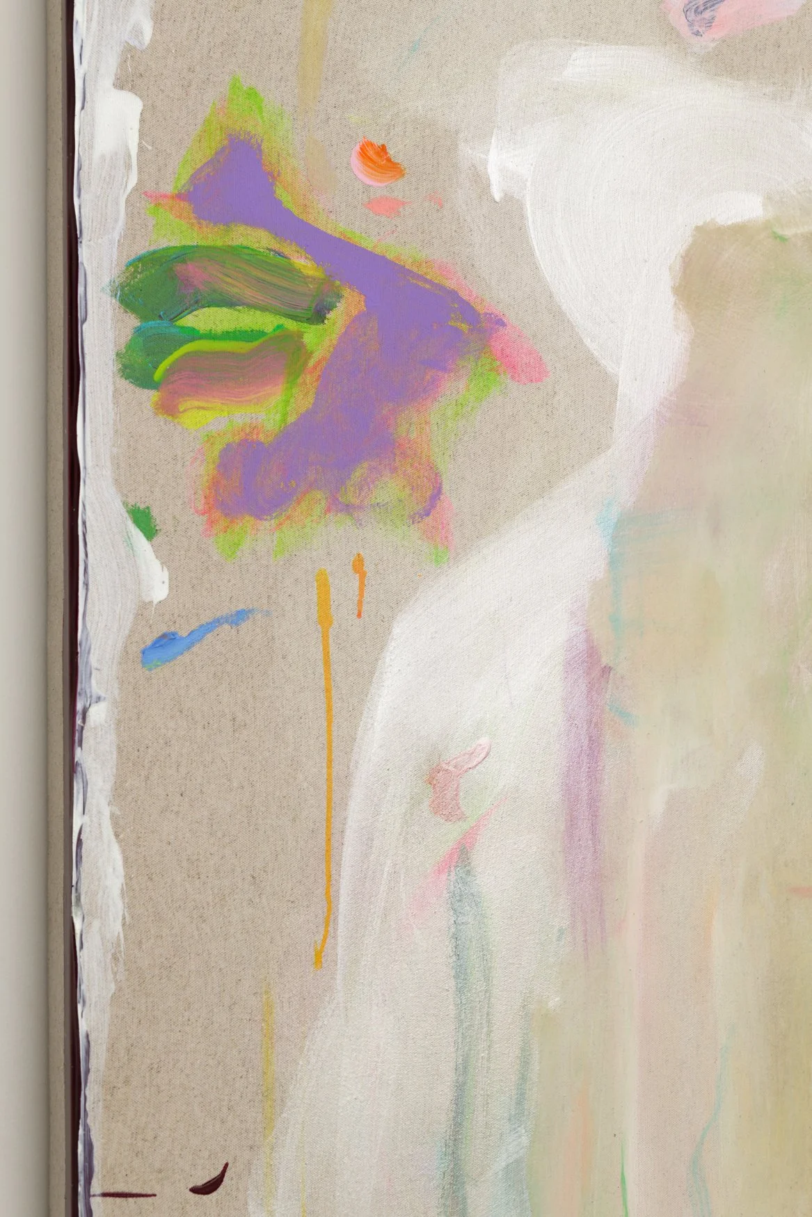 220 clear linen, 2024, Préparation polymérique, peinture acrylique, peinture vinylique, colorant, pigment, mica et résine sur toile de lin, Polymeric preparation, acrylic paint, vinylic paint, dye, pigment, mica and resin on linen fabric, 220 x 150 x
