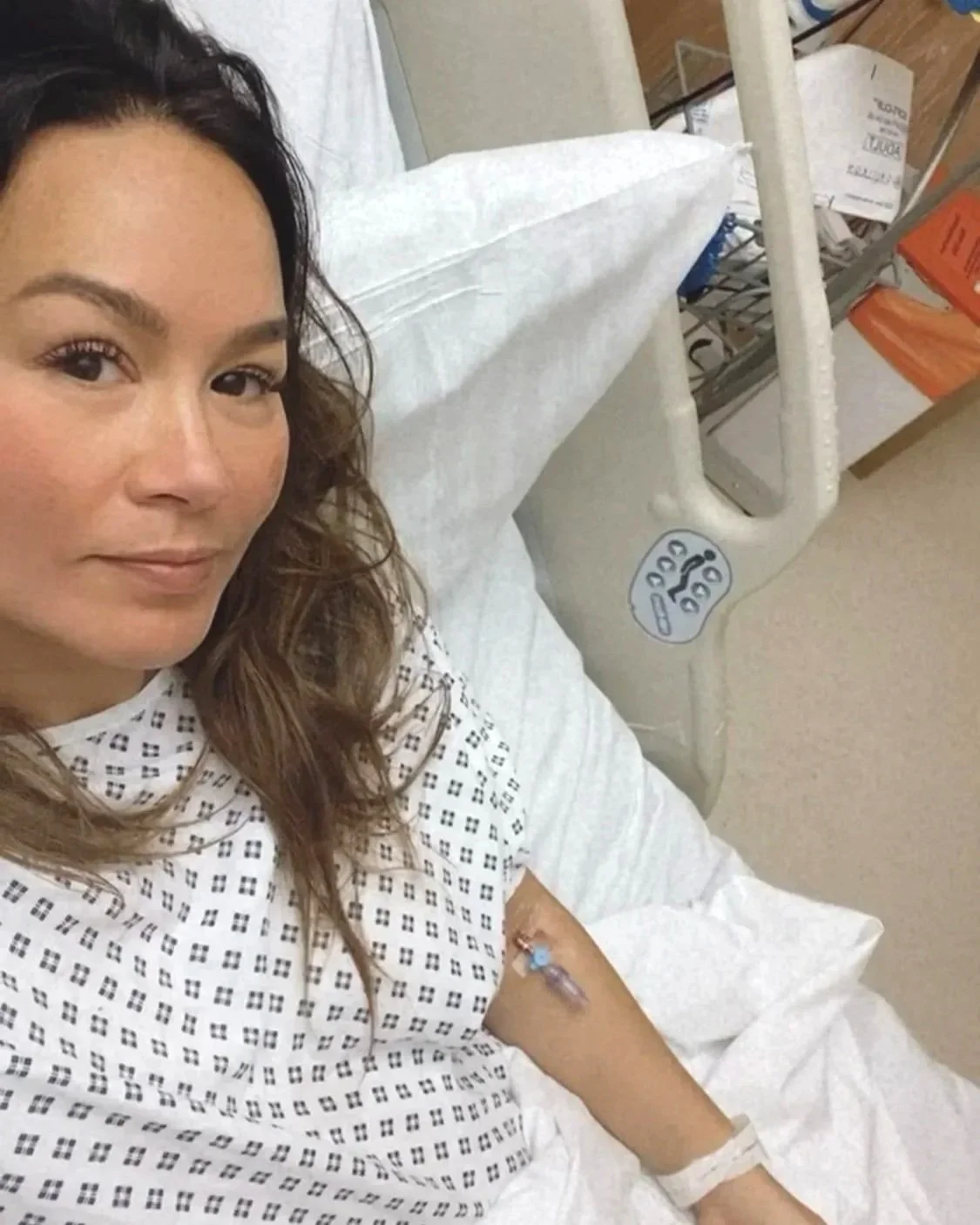 Monica Durden in hospital during treatment for a spinal cerebrospinal fluid (CSF) leak.