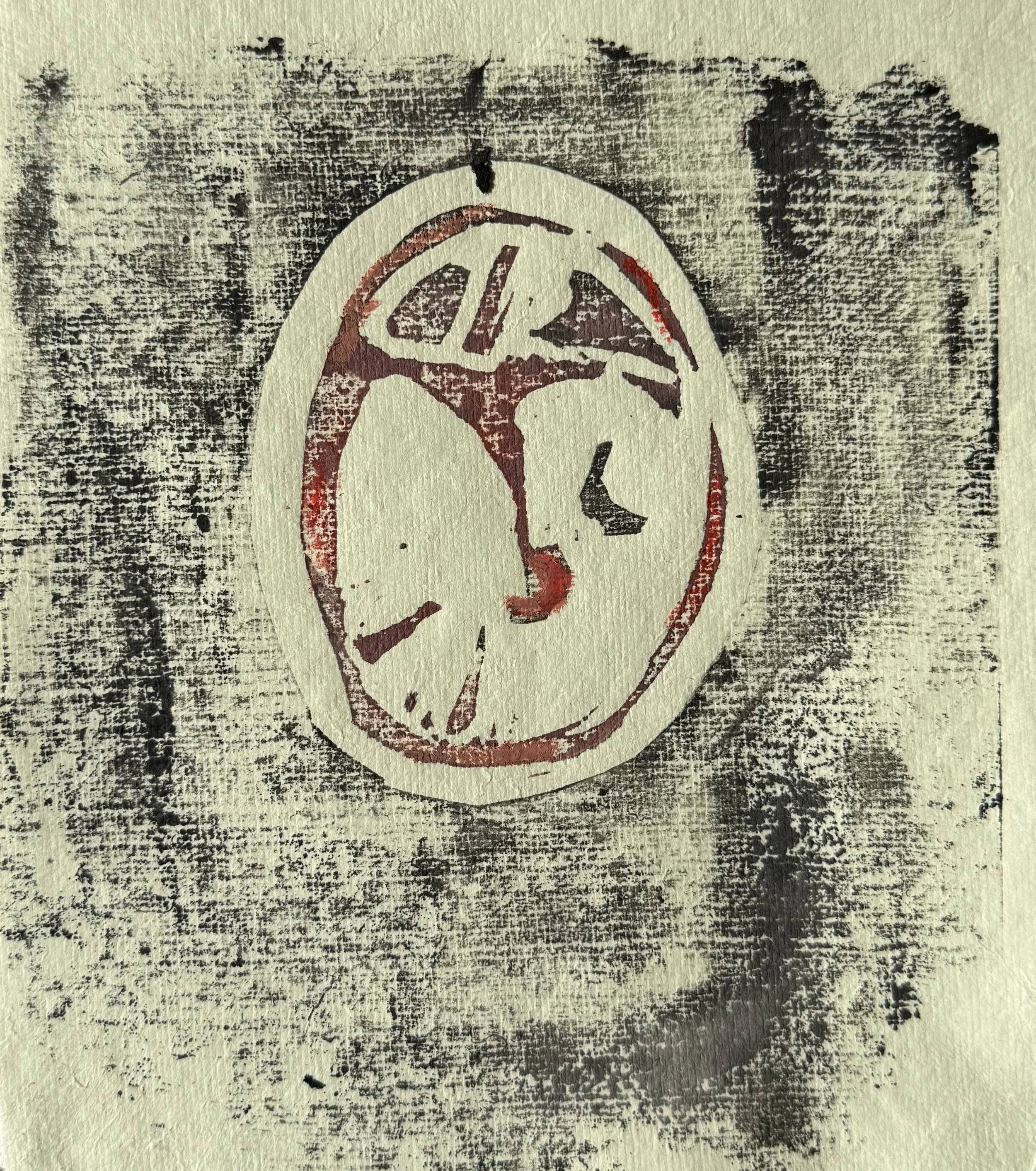 Tympanic Membrane (i)
2025

Lino Print (mixed media: lino ink, ink and oil pastel on recycled paper)

16.2 x 17.2 cm
