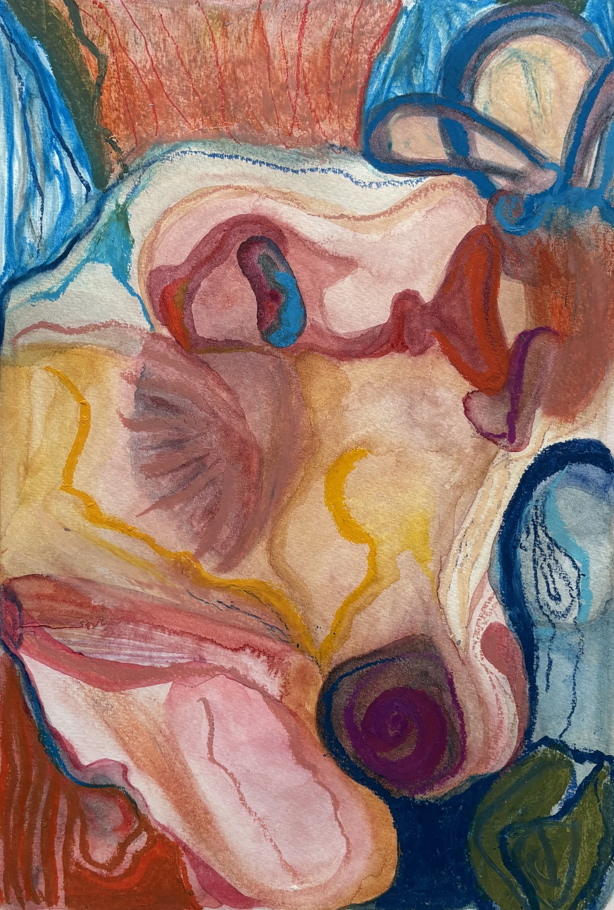 'inner ear' 
2025
Watercolour and oil pastel on cartridge paper 

A3
