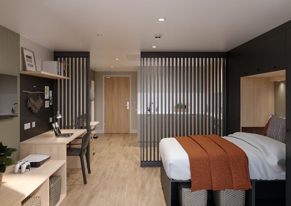 Deanestor is proud to have delivered bespoke fitted furniture for Fusion&rsquo;s purpose-built student accommodation at Brent Cross Town, North London.

Designed to support modern student living, the scheme combines private and shared spaces across s