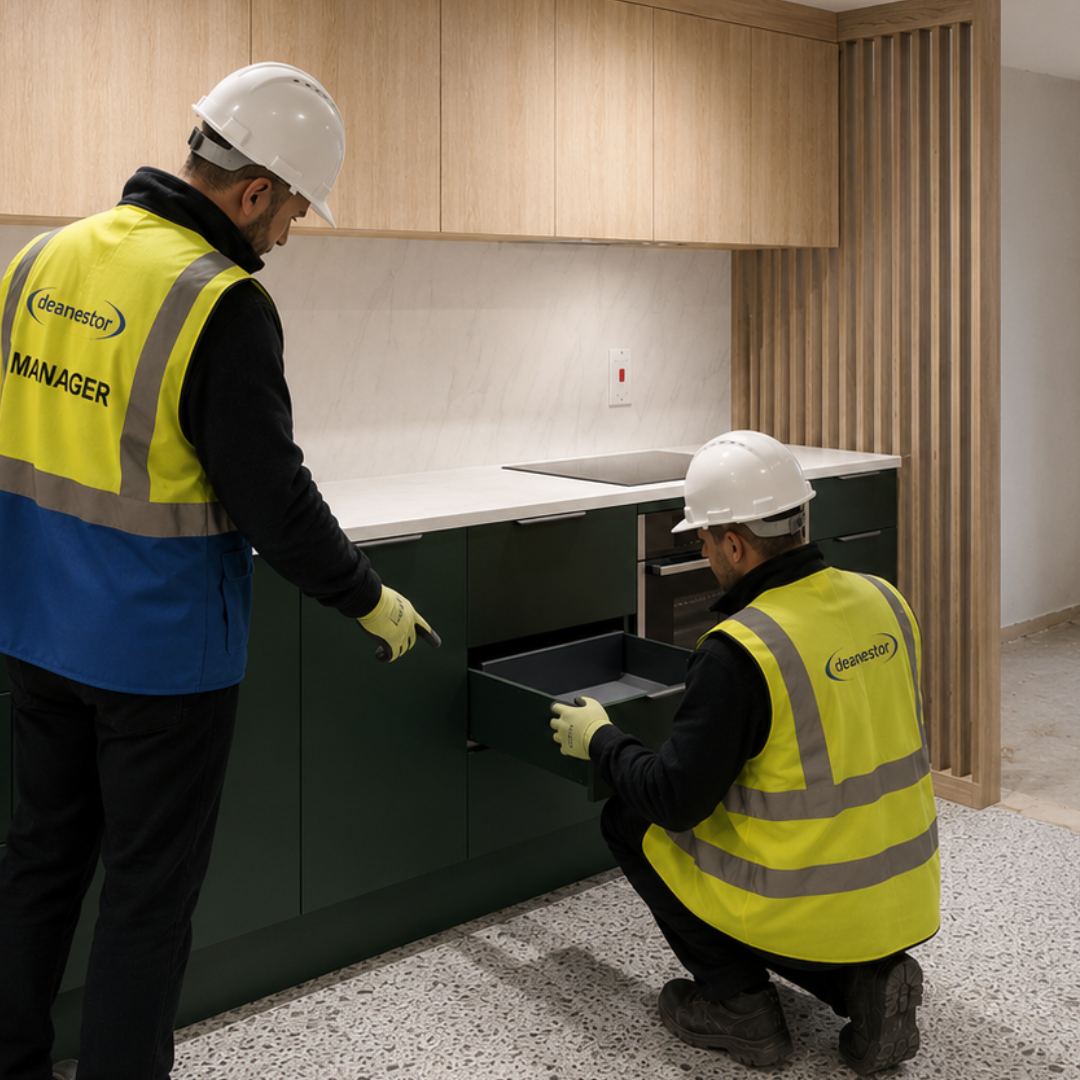 Deanestor site manager overseeing furniture installation and on-site project delivery.