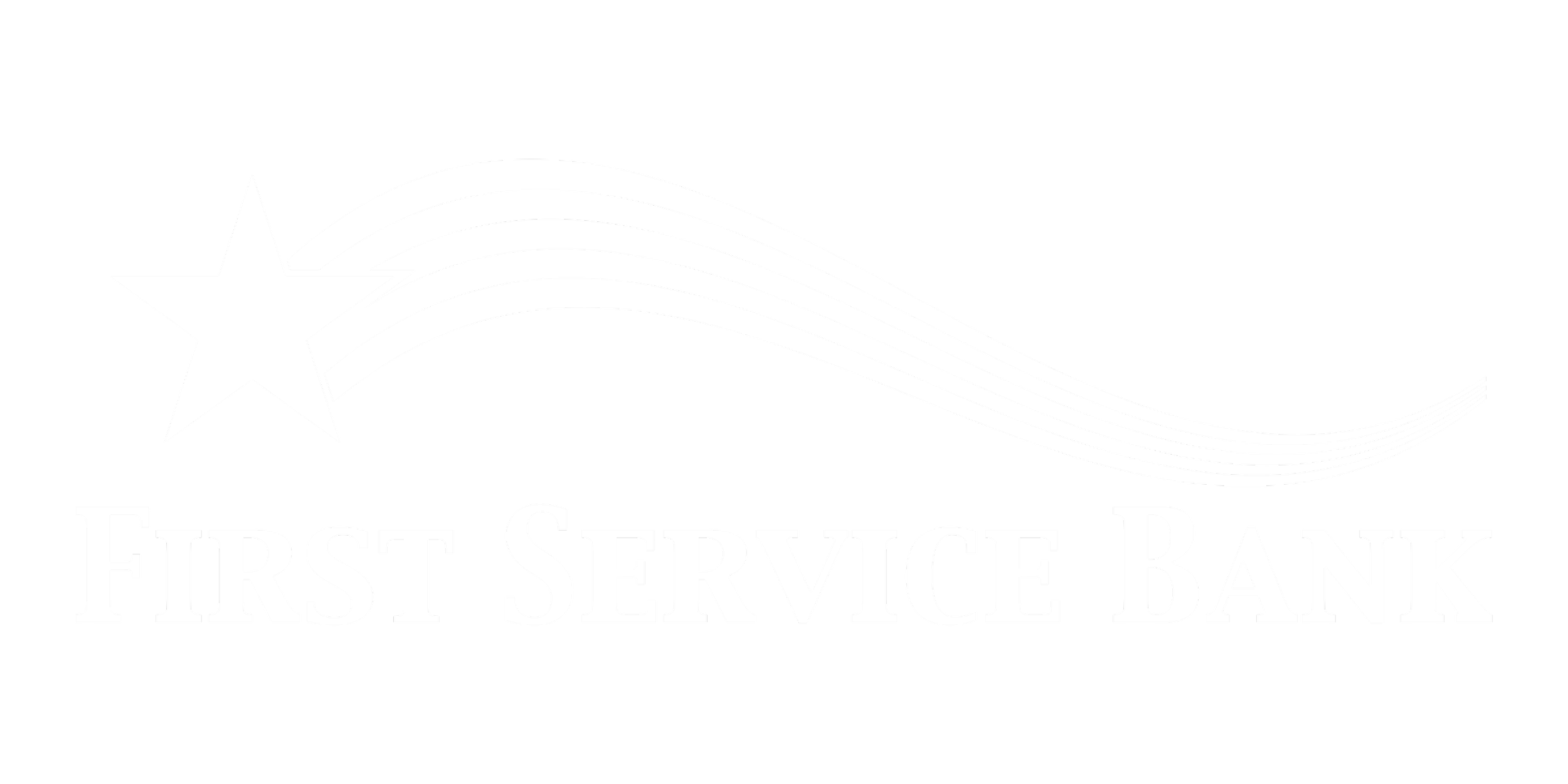 Logo of First Service Bank featuring a white star with four lines trailing behind it, resembling a shooting star, with the text 'First Service Bank' underneath.