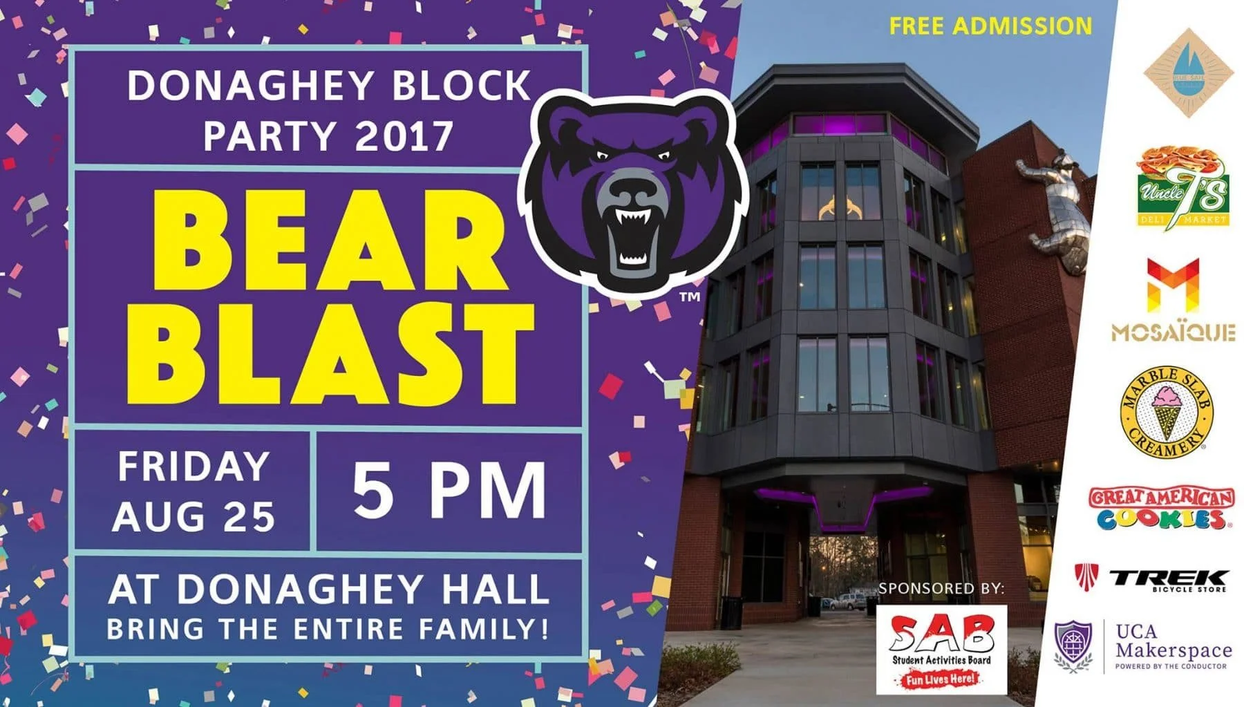 UCA hosts free Bear Blast - Donaghey Block Party 2017