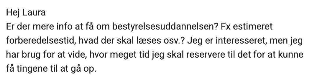 Spørgsmål til bestyrelsesuddannelsen: Hvor meget tid skal man bruge?
