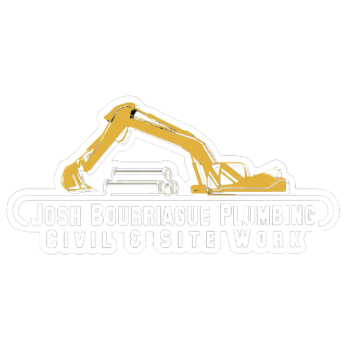 Josh Bourriague Plumbing Civil and Site Work sponsor logo featuring excavation equipment and Louisiana construction services branding.