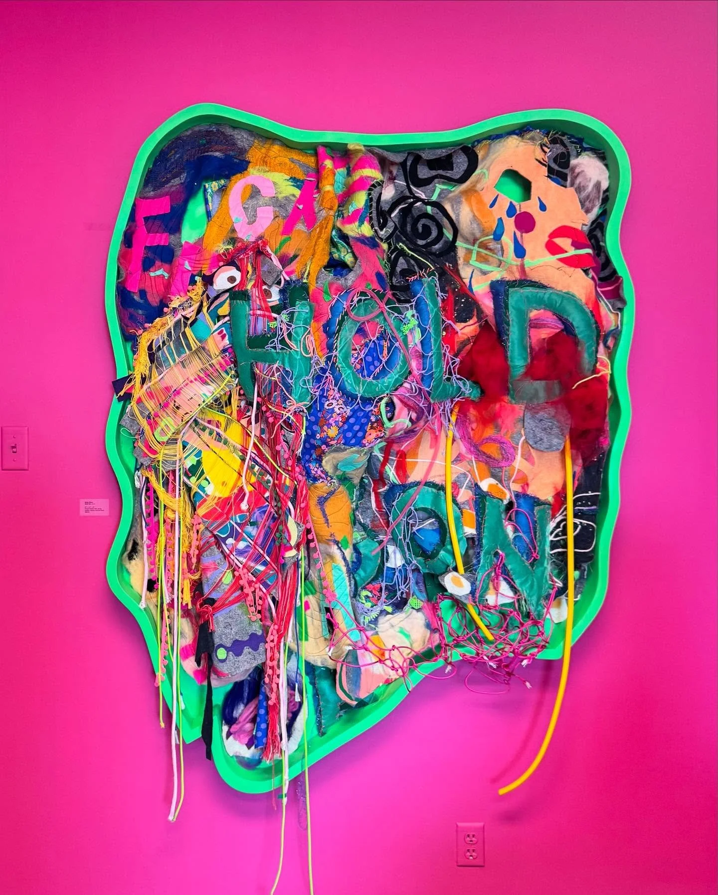 From a studio visit and one conversation @emilysilverstudio built this new fab frame for &lsquo;Hold On&rsquo;. This showstopper piece with new frame exhibited for the first time last week at @tryst.la &amp; We already miss it! 

This artwork message