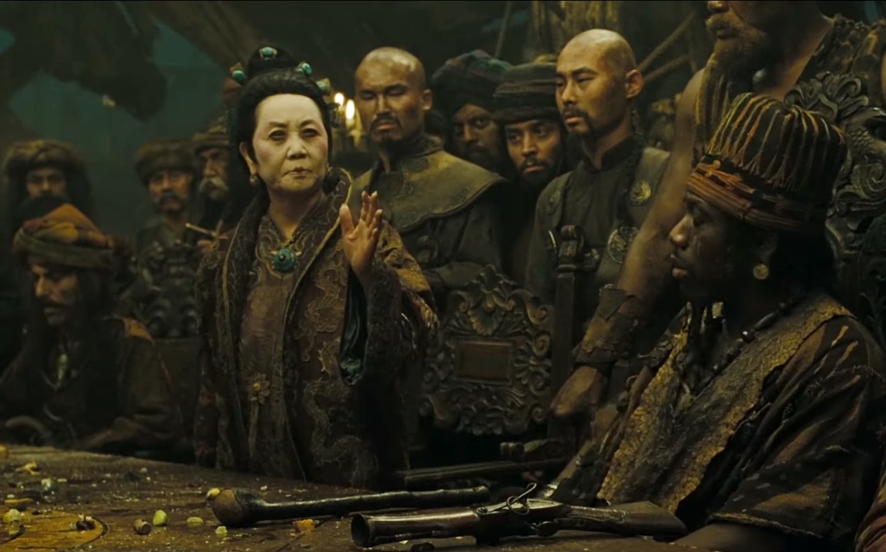 Fotograma de Piratas del Caribe con el personaje de Ching Shih