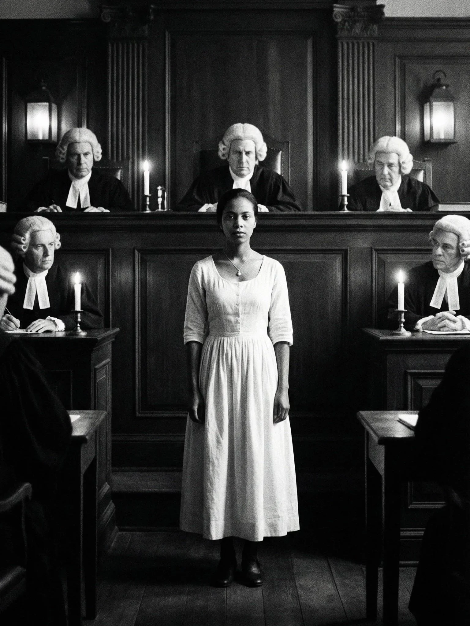 Recreación de Phillis Wheatley con orgullo ante el Tribunal