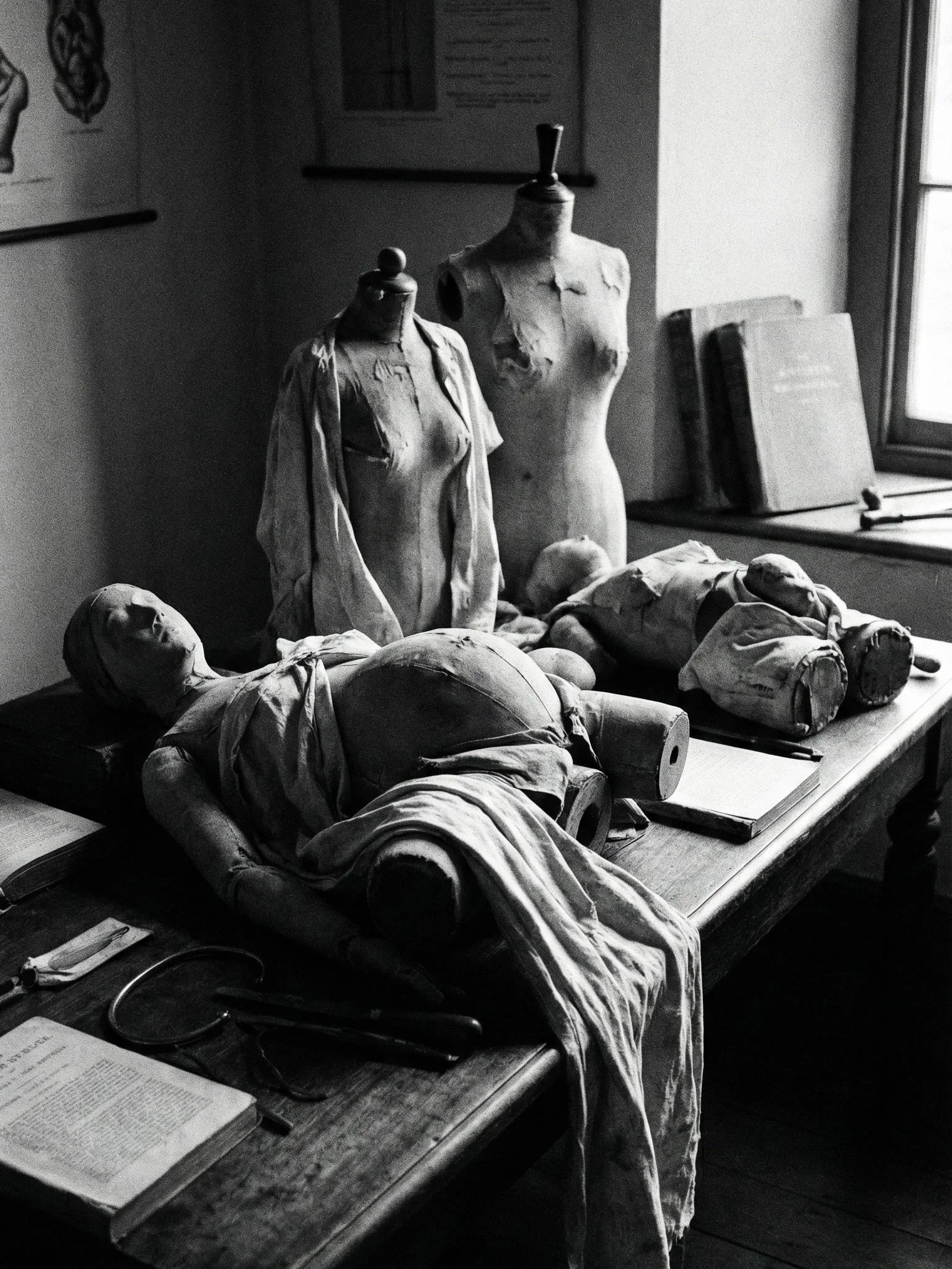 Recreación de los materiales de una clase de Angélique du Coudray