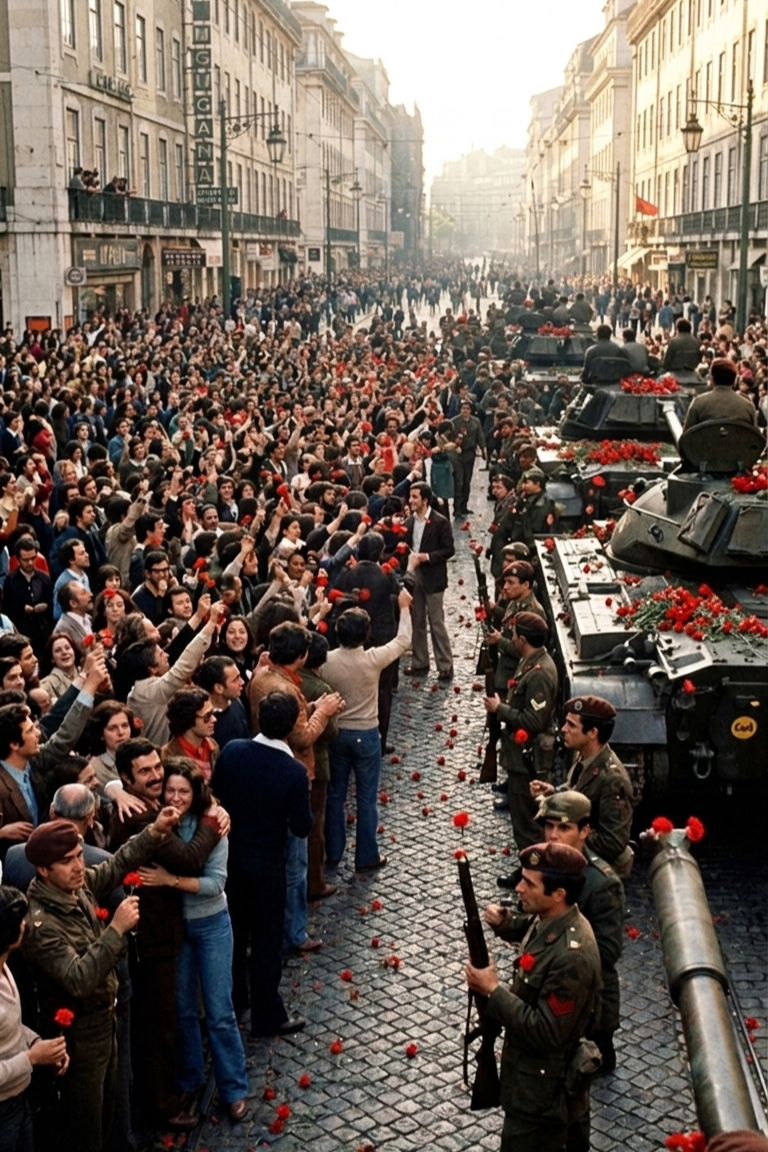 Lisboa llena de claveles después de que Celeste Caeiro los repartiera