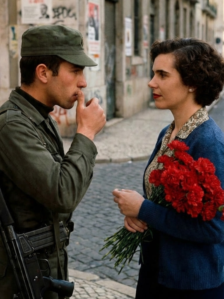 Celeste Caeiro habla con el soldado