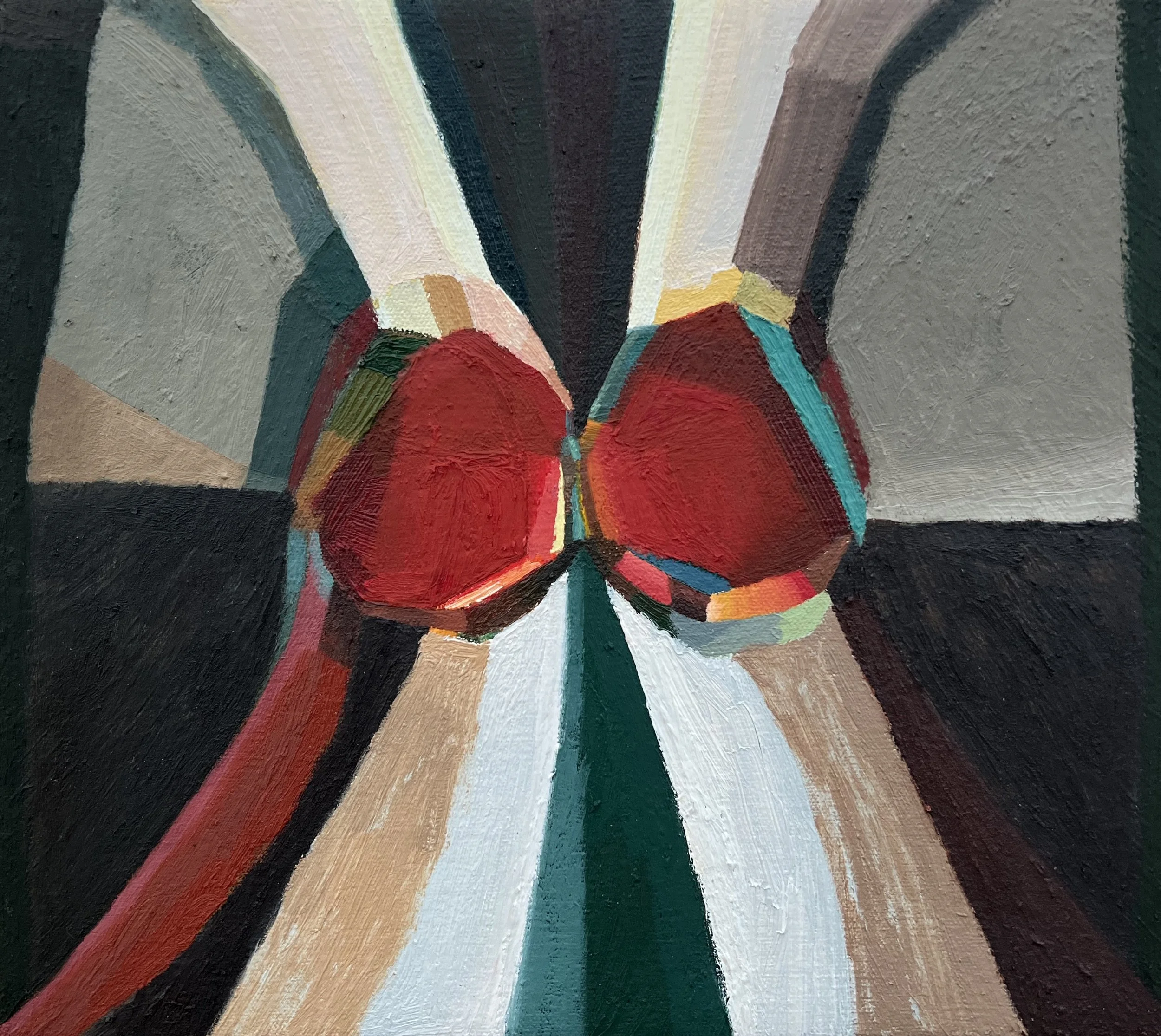 Everyone Wants a Piece of the Optical Pie, 2026. Oil on canvas - 10 3/4 x 12 1/4 in