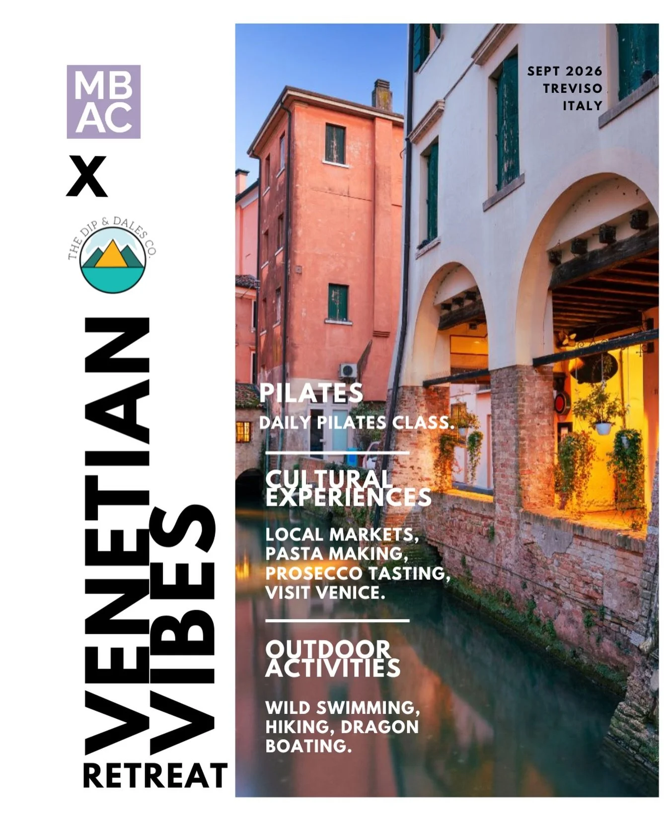 🌟 VENETIAN VIBES RETREAT 2026 🌟

We&rsquo;re thrilled to announce a brand-new collaborative retreat between The Dip &amp; Dales Co. and Mardy Bum Active Club, coming September 2026 &mdash; set just outside Venice, in the beautiful Veneto region. 🇮