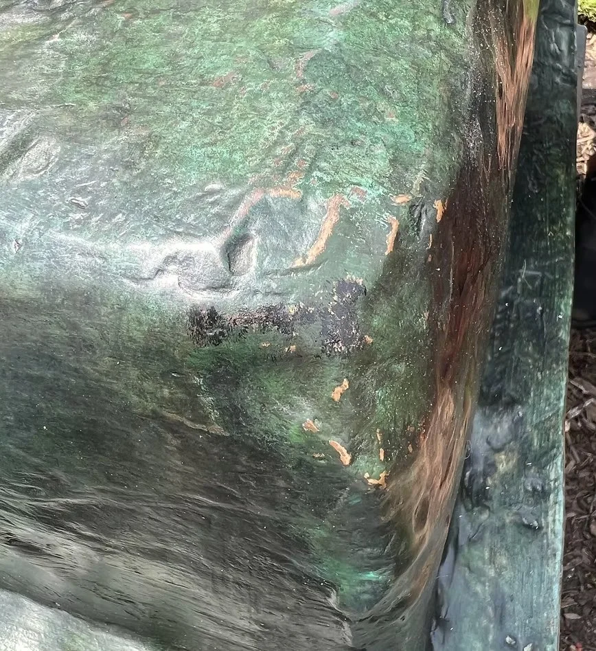 Outdoor sculpture damage
