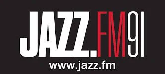 Jazz FM 91 radio station logo with website URL