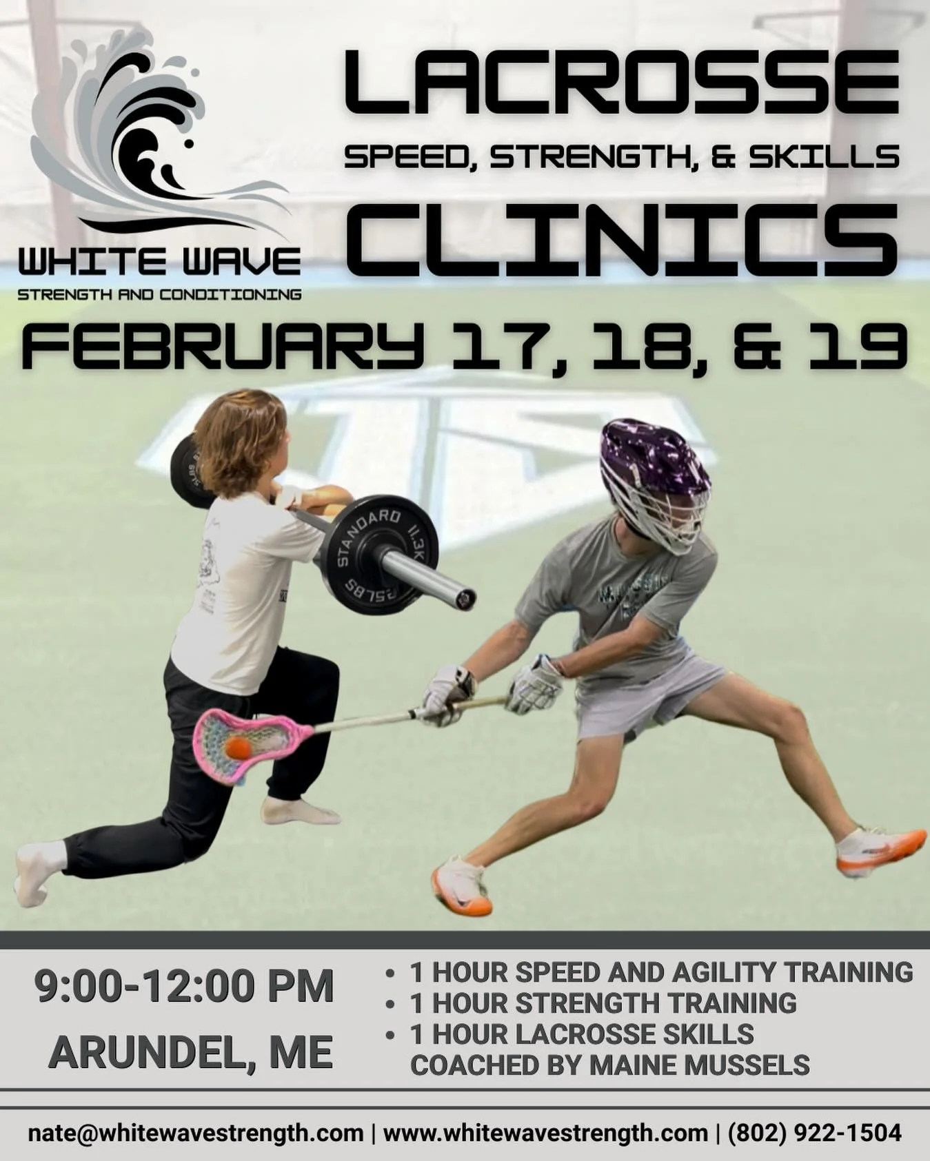 Lacrosse Speed, Strength, and Skills Clinics are back for February break! If you haven&rsquo;t started training for your tryouts, now&rsquo;s the time.

February 17, 18, and 18 at @oceanside_sports 

Drop-in and packages available

Nate@whitewavestre