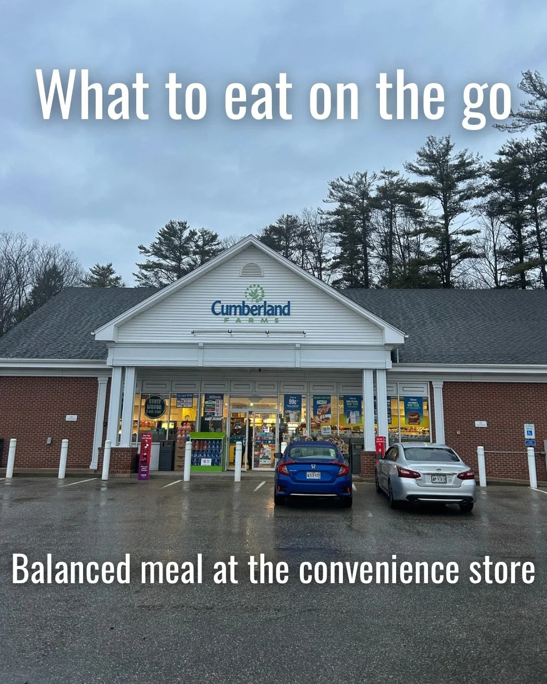 Nutrition is still important when you&rsquo;re on the go. Make smart choices to make sure you get what you need.

Meal: Protein shake, peanuts, and a banana
Calories 445
Fats: 18.5g
Carbs: 41g
Protein: 34g