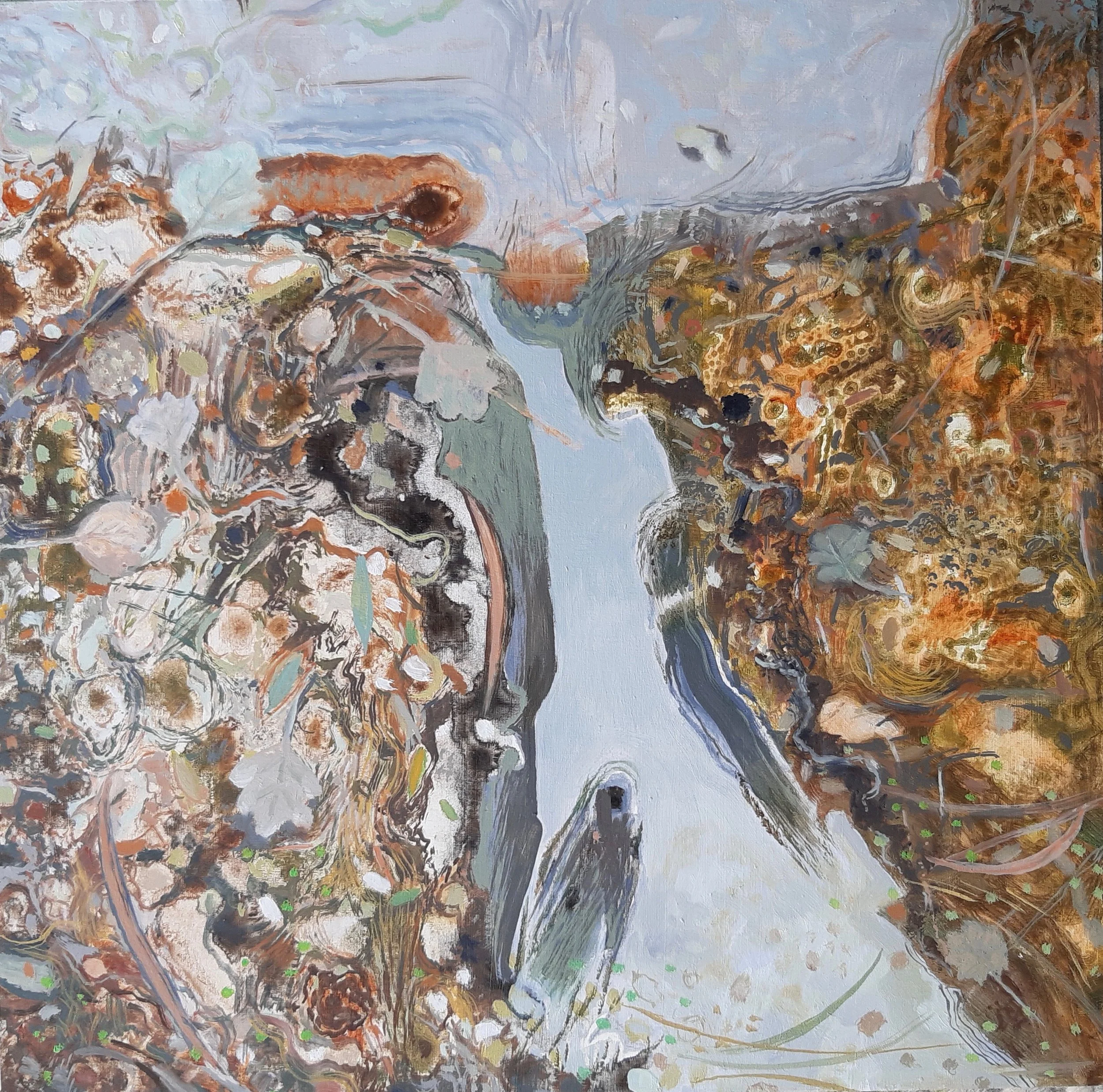 Waterlife  Oil on Board 40 by 40 cm