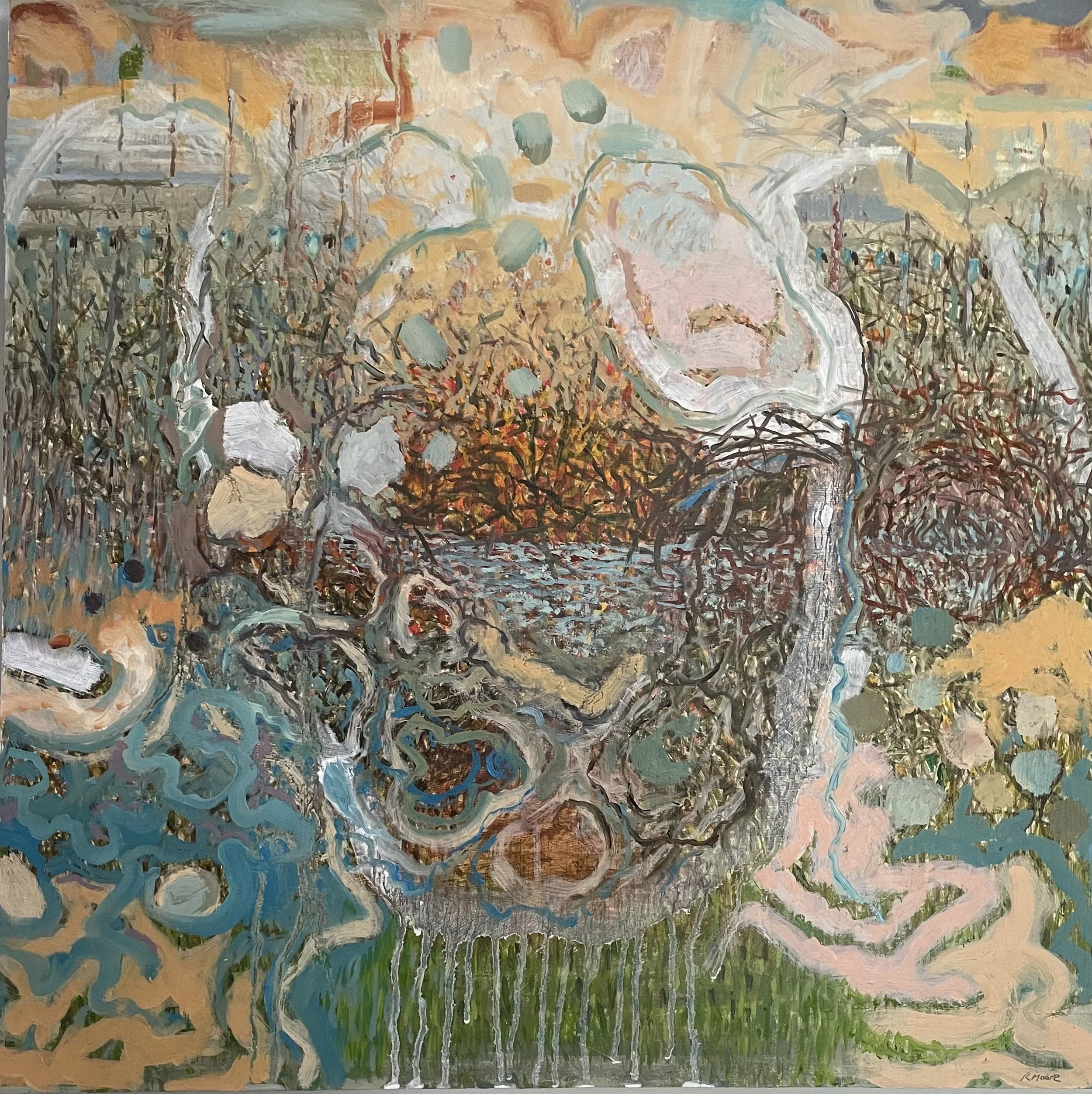 A Childhood Memory Oil on Board 44 by 44 cm 