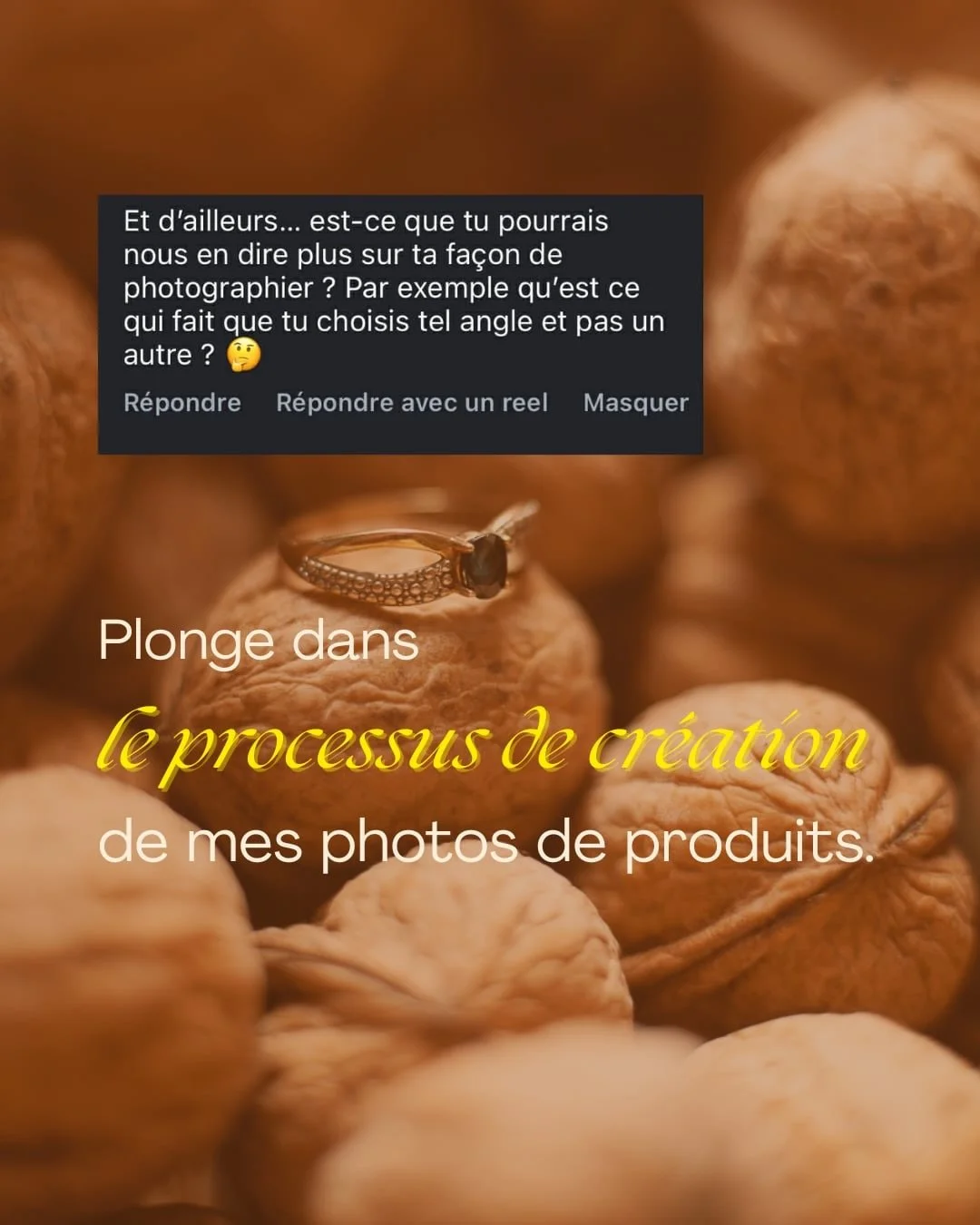Il m&rsquo;est impossible de te donner une recette toute faite.

Sinon tes photos ressembleraient &agrave; celles des autres, n&rsquo;auraient plus leur charme et leur &acirc;me propre &agrave; ta sensibilit&eacute;.

Ta meilleure amie c&rsquo;est la